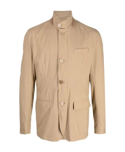 Herno Button-up Single-breasted Blazer In Brown