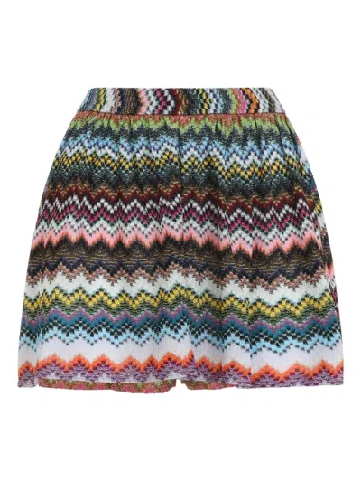 Missoni Textured Zigzag Shorts Elastic Waistband In Multi