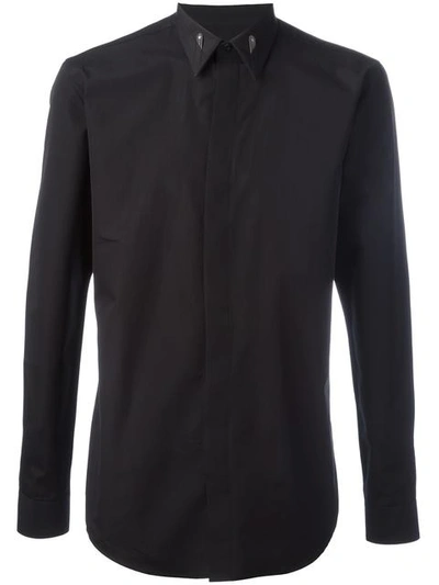 Givenchy Single-cuff Collar-tipped Cotton Shirt In Black