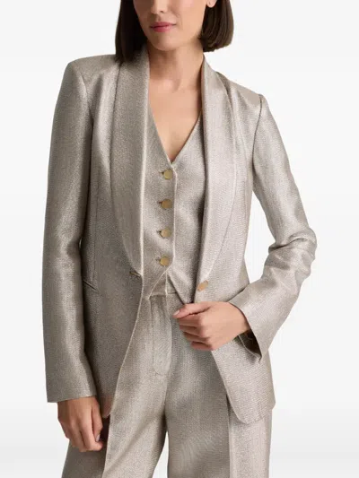 St John Lame Suiting Blazer In White