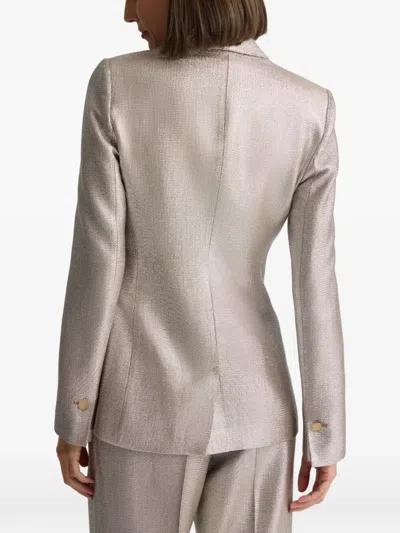 St John Lame Suiting Blazer In White