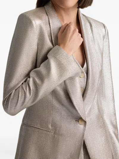 St John Lame Suiting Blazer In White