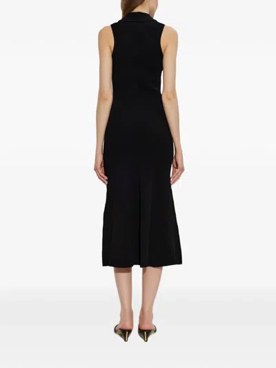 Victoria Beckham Sleeveless Zipped Front Ribbed-knit Midi Dress In Black