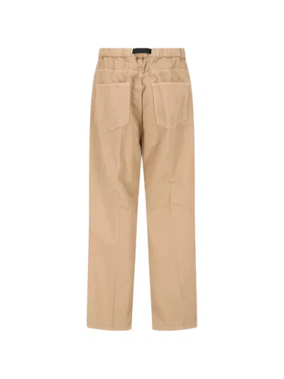 White Sand Drawstring Trousers In Neutral