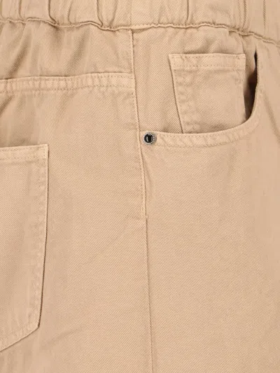 White Sand Drawstring Trousers In Neutral