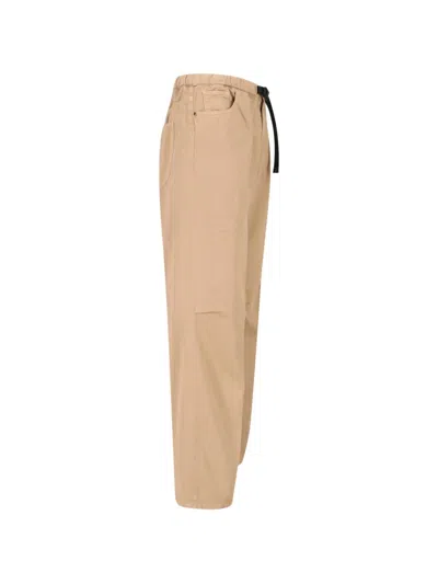 White Sand Drawstring Trousers In Neutral