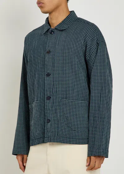Ymc You Must Create Checked Patch-pocket Overshirt In Blue
