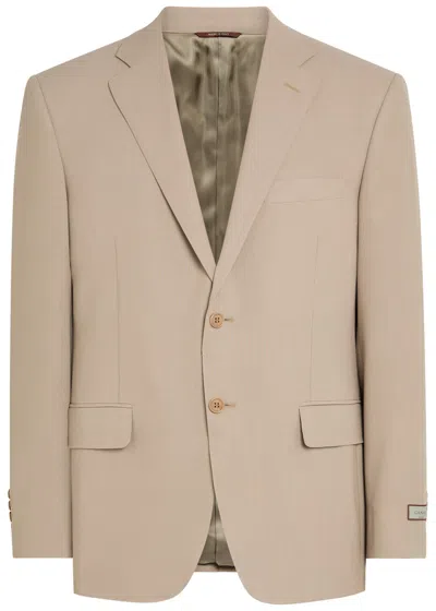 Canali Flap-pocket Wool Suit In Brown
