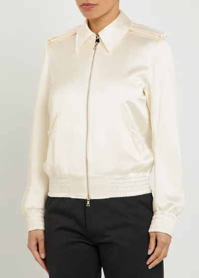 Aaron Esh Blouson Satin Flight Jacket In Brown