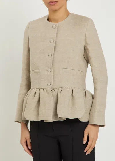 Liberowe Buttoned Ruffled-hem Jacket In Neutral