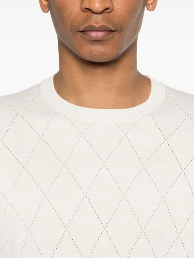 Scaglione Argyle Pattern T-shirt In White