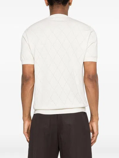 Scaglione Argyle Pattern T-shirt In White