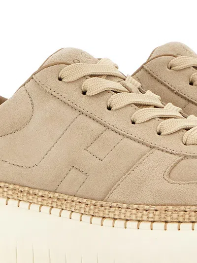Hogan Light Biscuit H710 H-stripes Basket Sneakers In Brown