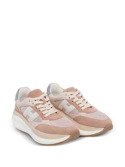 Hogan Neutrals Calfskin Suede Panel Sneakers In Multi