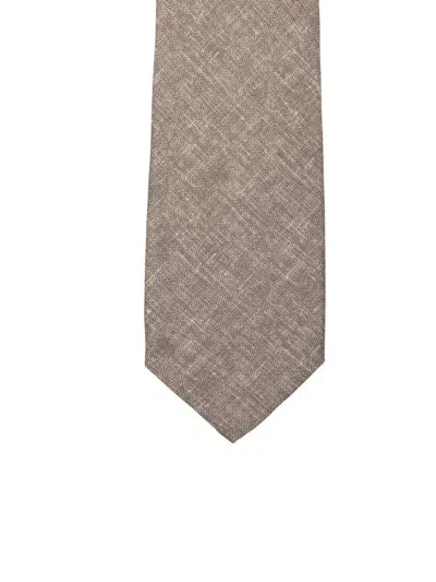 Corneliani Light Brown Textured Tie In Gray