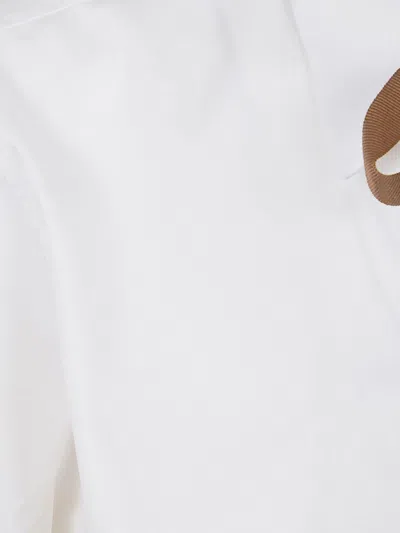 Herno Short Sleeve Shirt Collar Ribbon Detail In White