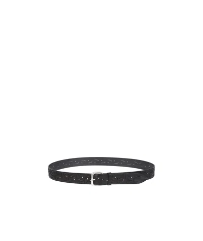 Orciani Lizard Embossed Leather Belt In Black