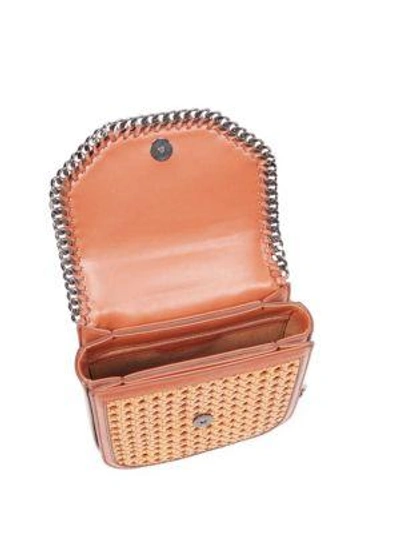 Shop Stella Mccartney Falabella Box Wicker Basket Crossbody Bag In Oak Moss