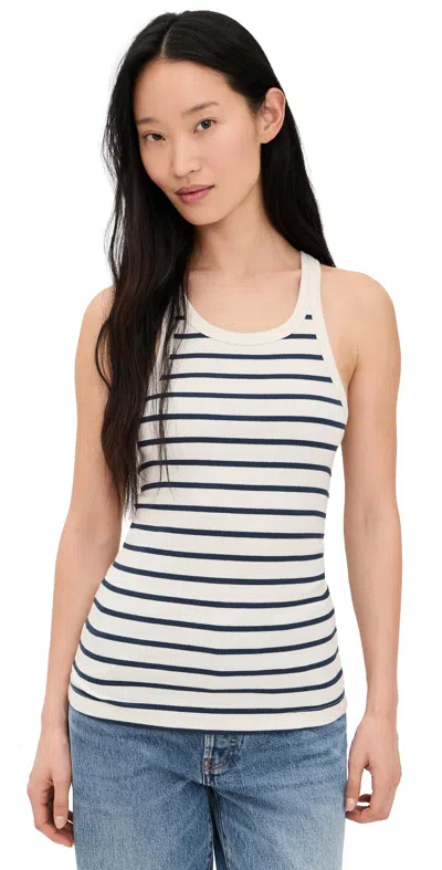 Faherty Surfside Ribbed Tank Salt Air Stripe In White