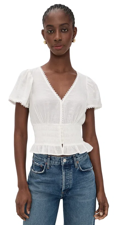 Paige Rive Smocked Top In White