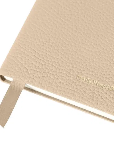 Maison De Sabre Leather Notebook In Neutral