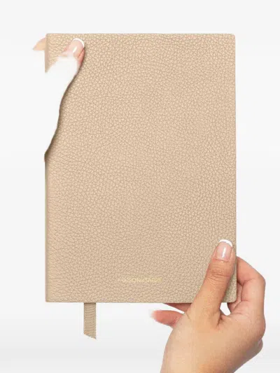 Maison De Sabre Leather Notebook In Neutral