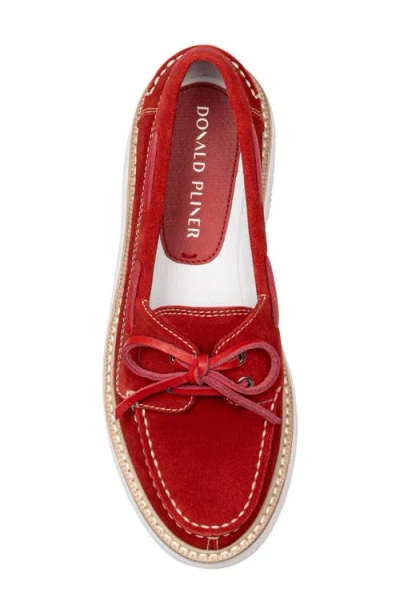 Donald Pliner Harlie02 Suede Lug Bottom Boat Shoe In Red