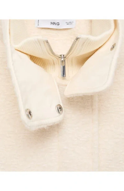 Mango High Neck Textured Utility Jacket In Sand