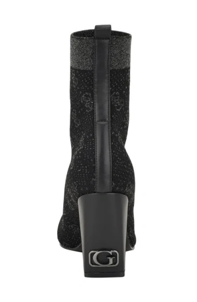 Guess Yonel Monogram Sock Bootie In Black