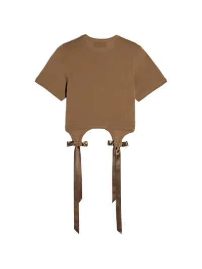 Simone Rocha Bow Tail Easy T-shirt In Brown