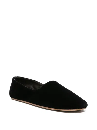 The Row Ponti Velvet Leather Sole Slippers In Black