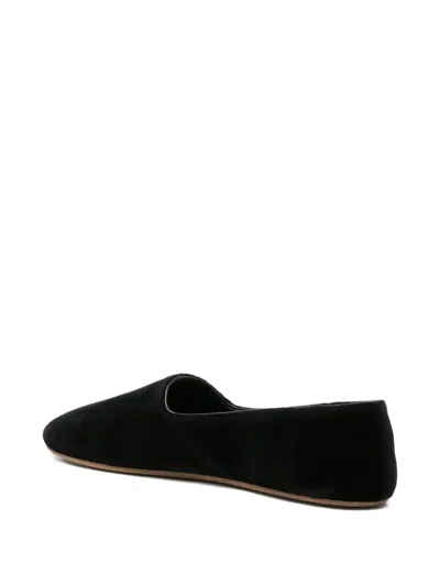 The Row Ponti Velvet Leather Sole Slippers In Black