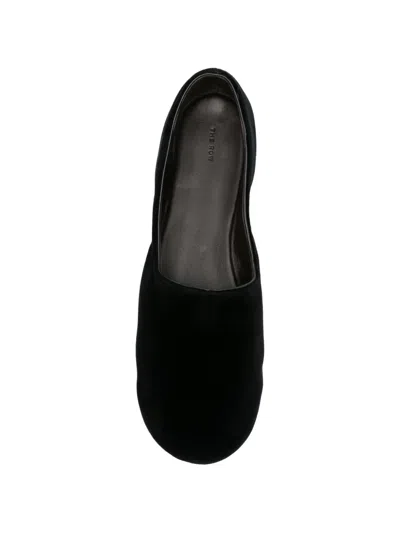 The Row Ponti Velvet Leather Sole Slippers In Black