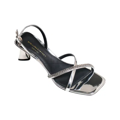 Stella Mccartney Elsa Embellished Mirrored Slingback Sandals In Silver
