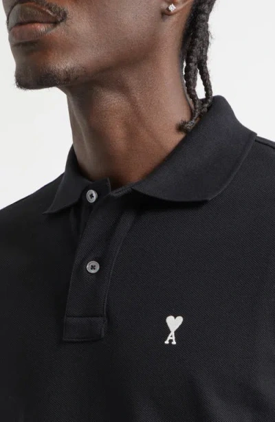 Ami Alexandre Mattiussi Black Polo Shirt With Ami De Coeur Logo Embroidered On The Front In Cotton Man In Multi