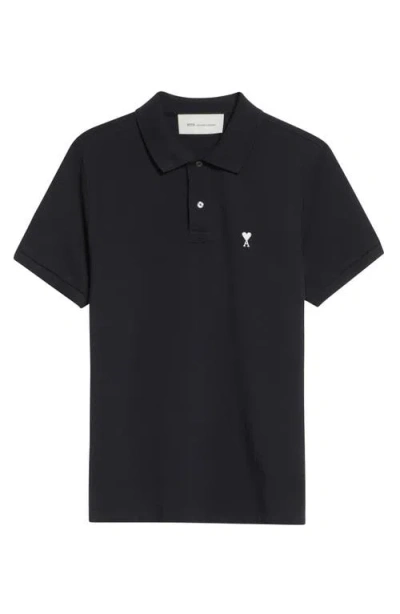 Ami Alexandre Mattiussi Black Polo Shirt With Ami De Coeur Logo Embroidered On The Front In Cotton Man In Multi