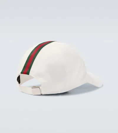 Gucci Web Stripe Baseball Cap In Gray