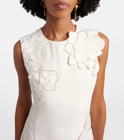 Leo Lin Chloe Floral-appliquéd Crepe Mini Dress In Vanilla