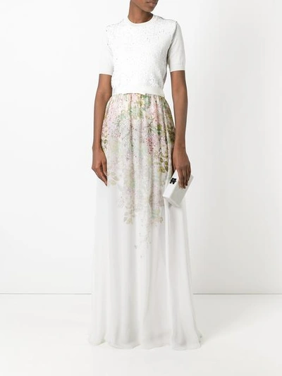 Shop Giambattista Valli Floral Print Sheer Skirt