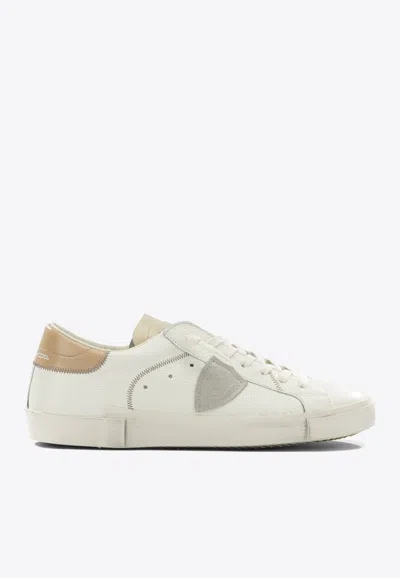 Philippe Model Sneakers Prsx Low Man Veau Cerf Lait Mud In White