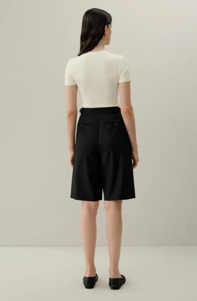Lilysilk Wool Silk Bermuda In Black