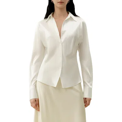 Lilysilk Basic Concealed Placket Silk Shirts In White