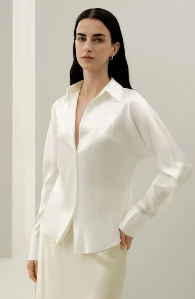 Lilysilk Basic Concealed Placket Silk Shirts In White