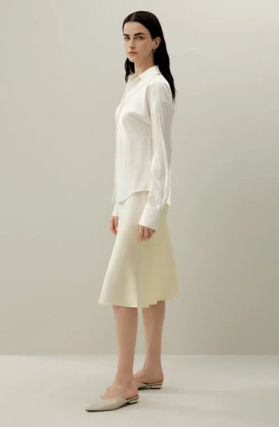 Lilysilk Basic Concealed Placket Silk Shirts In White