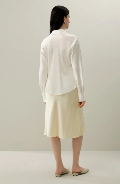 Lilysilk Basic Concealed Placket Silk Shirts In White