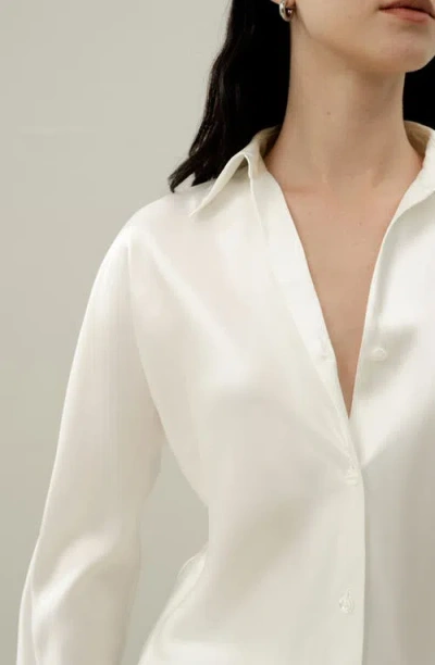 Lilysilk Basic Concealed Placket Silk Shirts In White