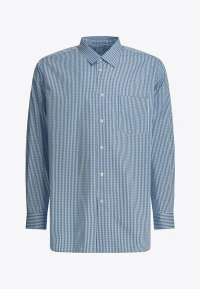 Comme Des Garçons Button Down Collar Shirt Front Pocket In Blue