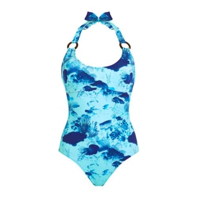 Vilebrequin Women Halter One-piece Swimsuit Coral Reef In Blue
