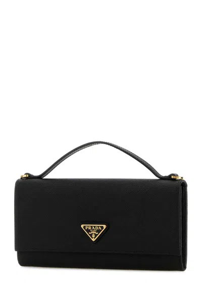 Prada Black Leather Wallet In Black