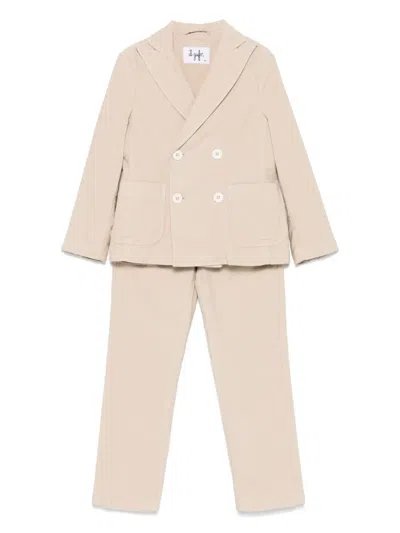 Il Gufo Herringbone Suit In Neutral